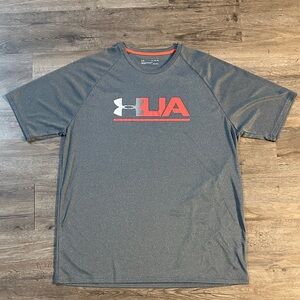 Under Armour Men's Gray and Red Short Sleeve Tee Loose Fit